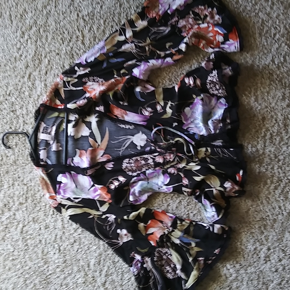 Open tied blouse with 1/2 length bell sleeves , never worn